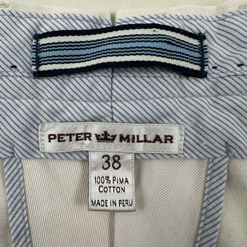 VTG Peter Millar 100% Pima Cotton Chino Pants Men 38x32 Cream Khaki Classic Peru - Picture 10 of 13